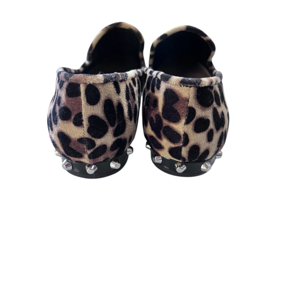 Marc Fisher Velvet Leopard Print Loarer Slip On Shoes Size 7.5M Studded Brown - Picture 3 of 6